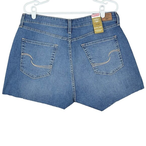 NEW Signature Levi Strauss Womens Blue Denim Shorts Size 16 High Rise Distressed - Picture 2 of 13